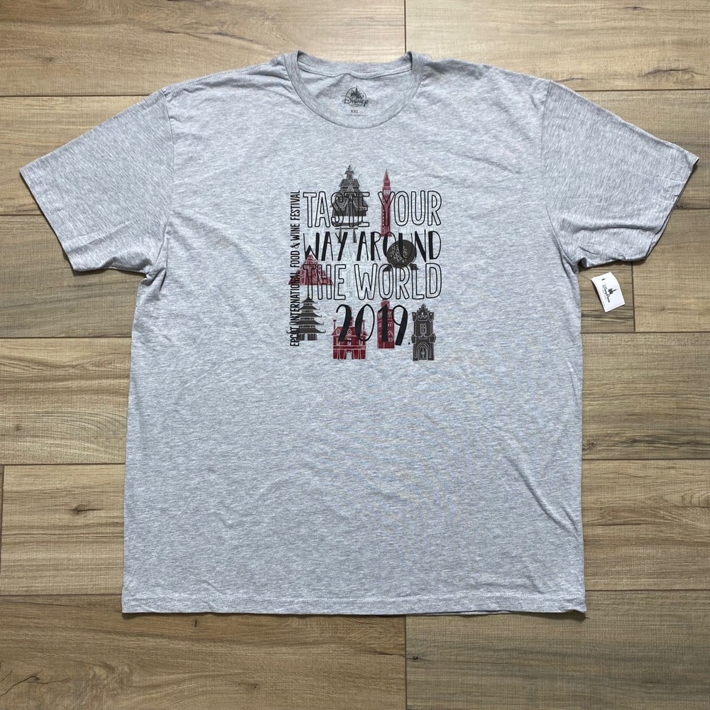 Disney Parks Mens Epcot International Food & Wine Festival 2019 T Shirt XXL Gray